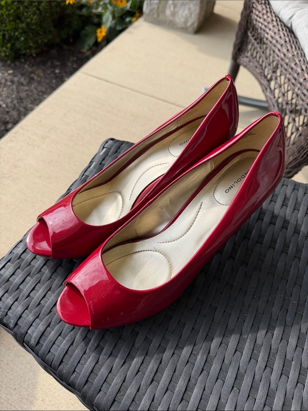 Bandolino Red Patent Peep-Toe heels